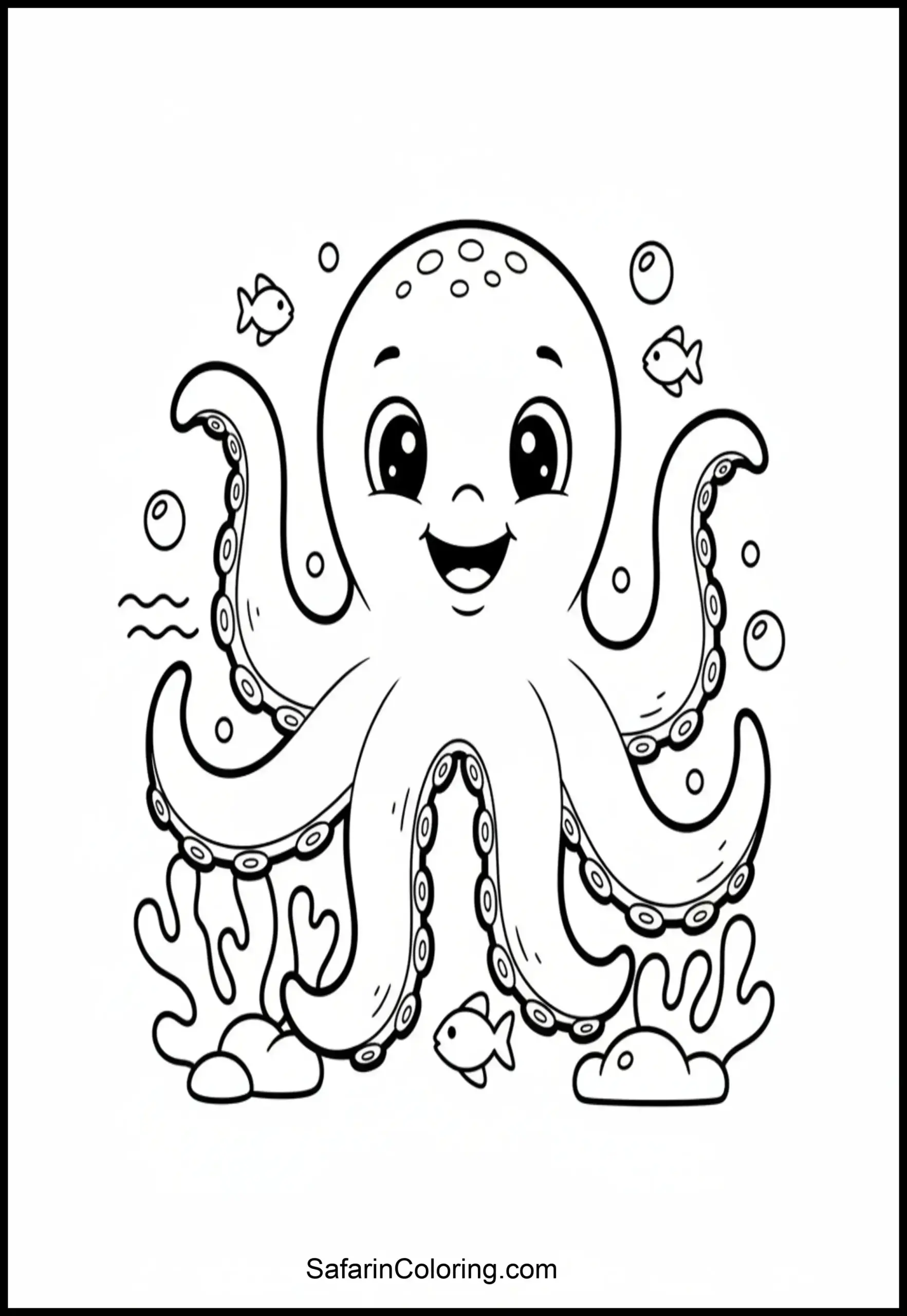 Adorable Octopus Waving Scaled