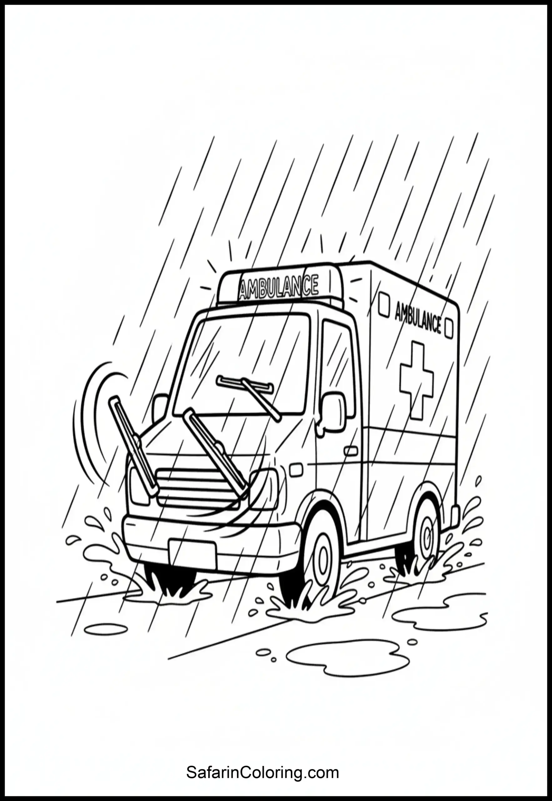 Ambulance In Rain Scaled