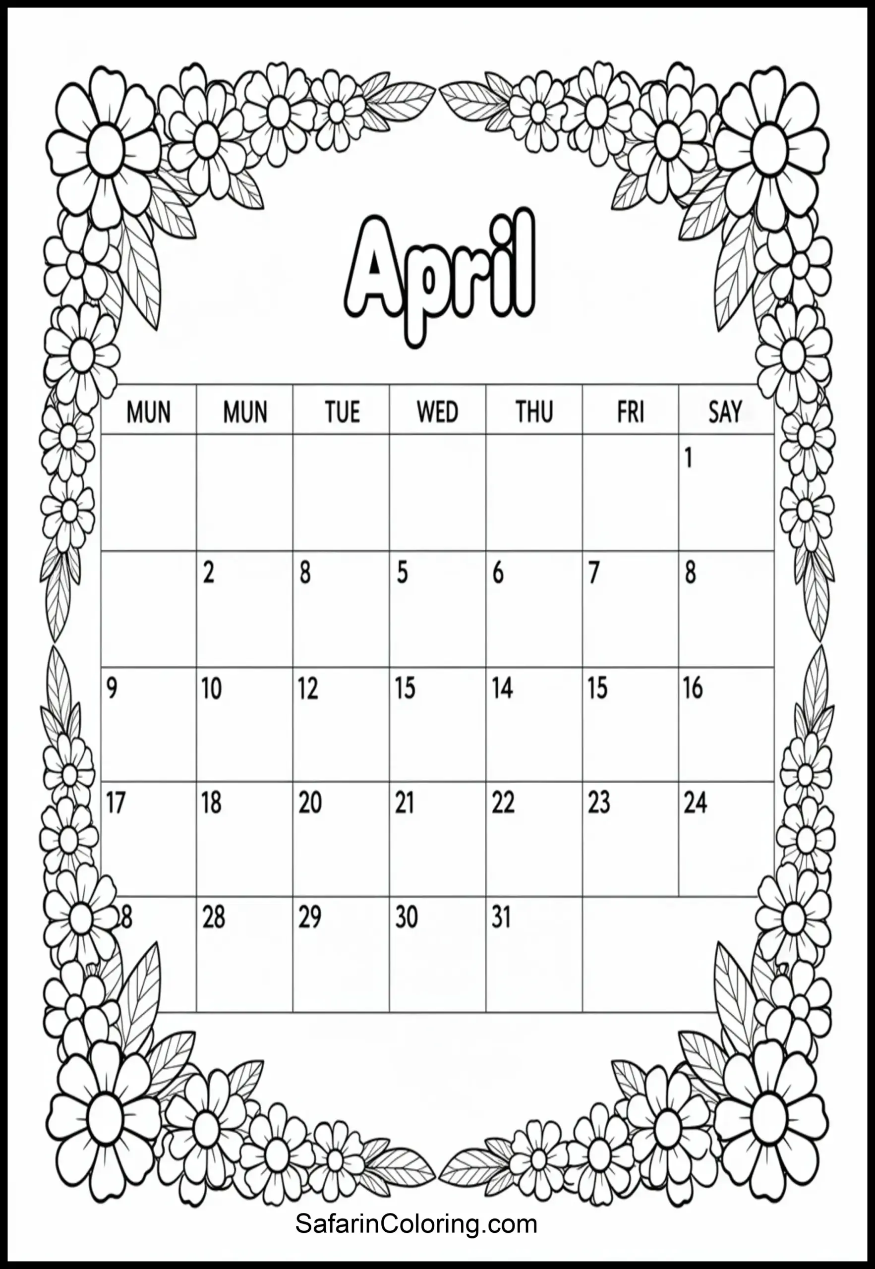 April Calendar Page Scaled