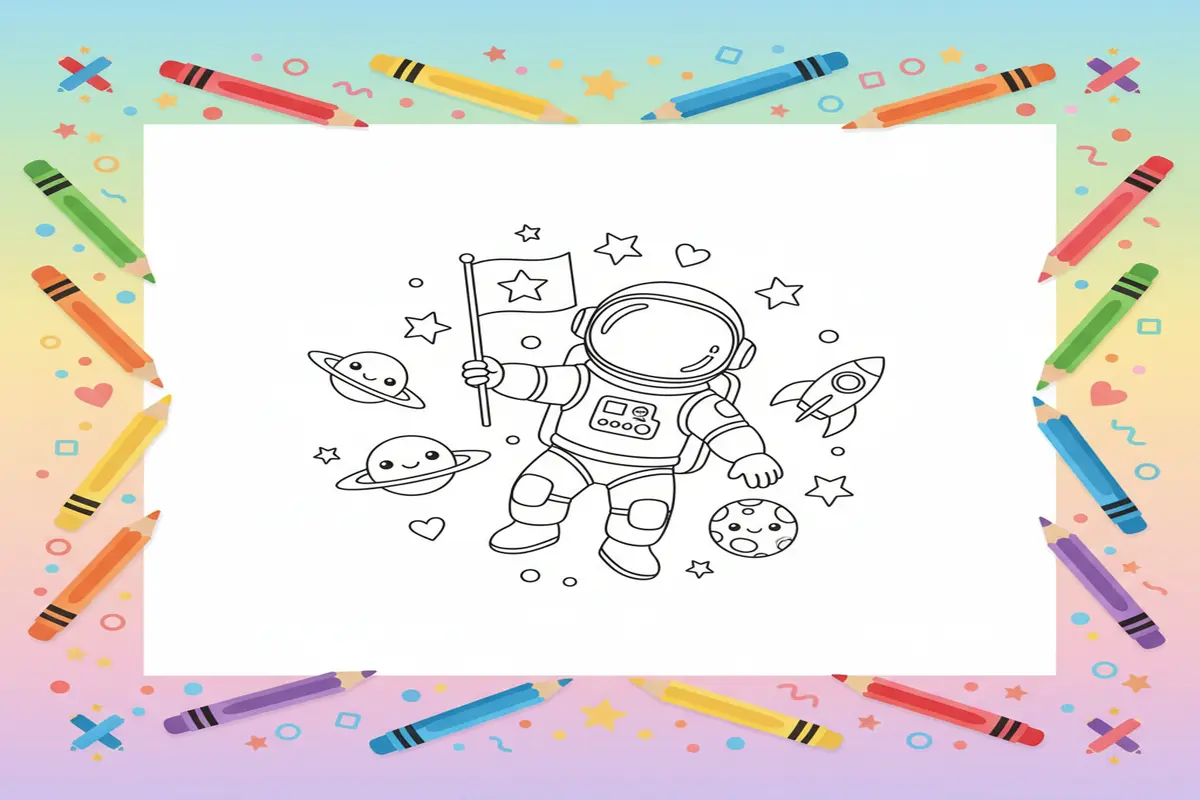 astronaut coloring pages for kids - Free Printable Coloring Page