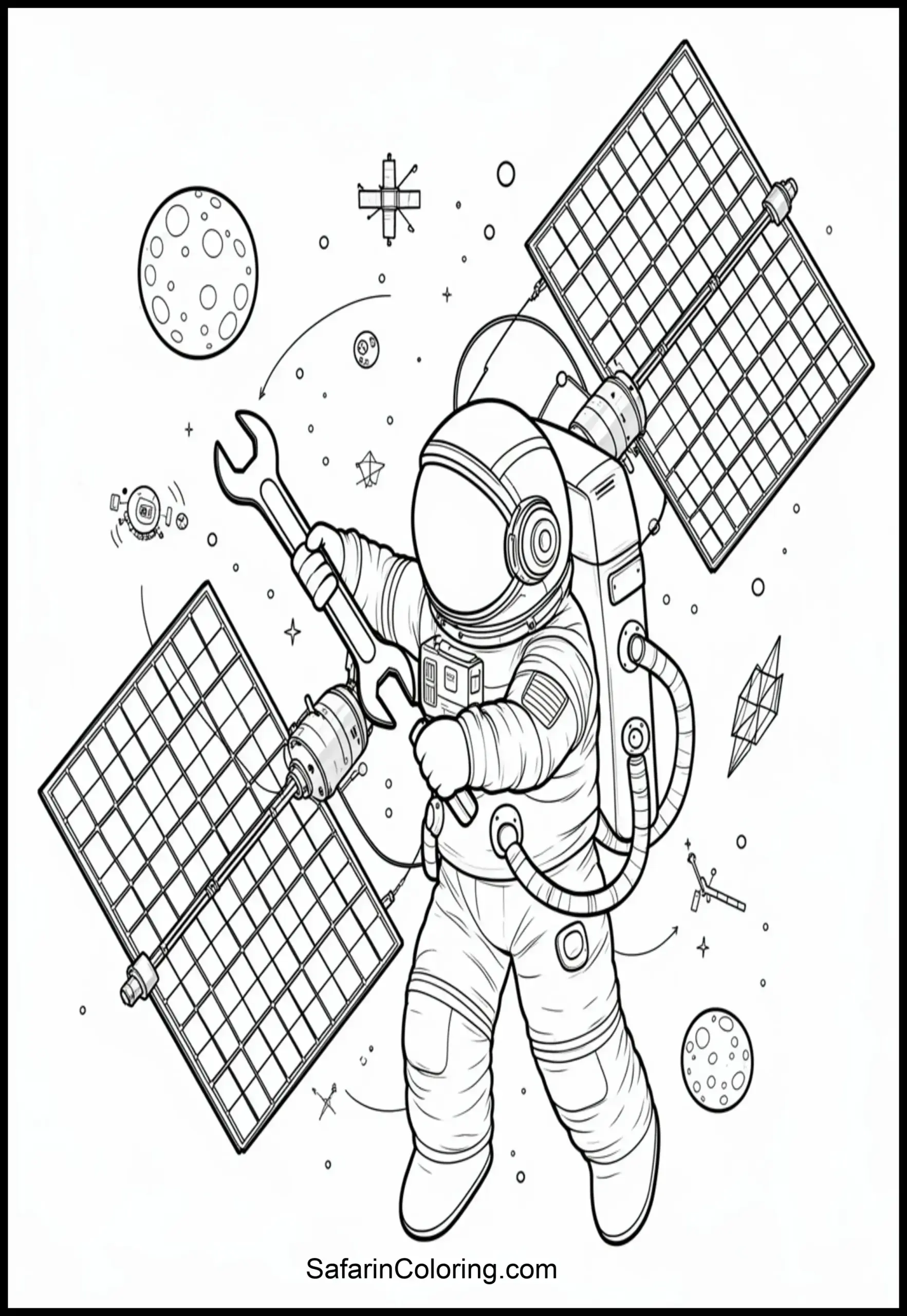 Astronaut Fixing Satellite 1 Scaled