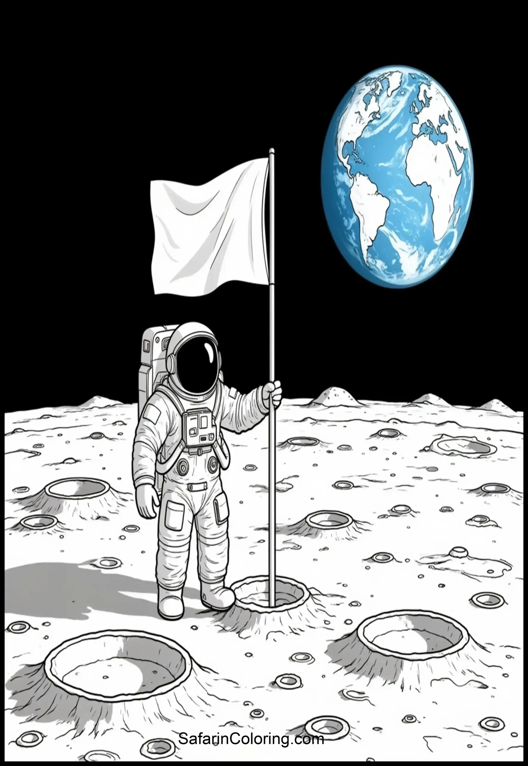 Astronaut Moon Flag 1 Scaled