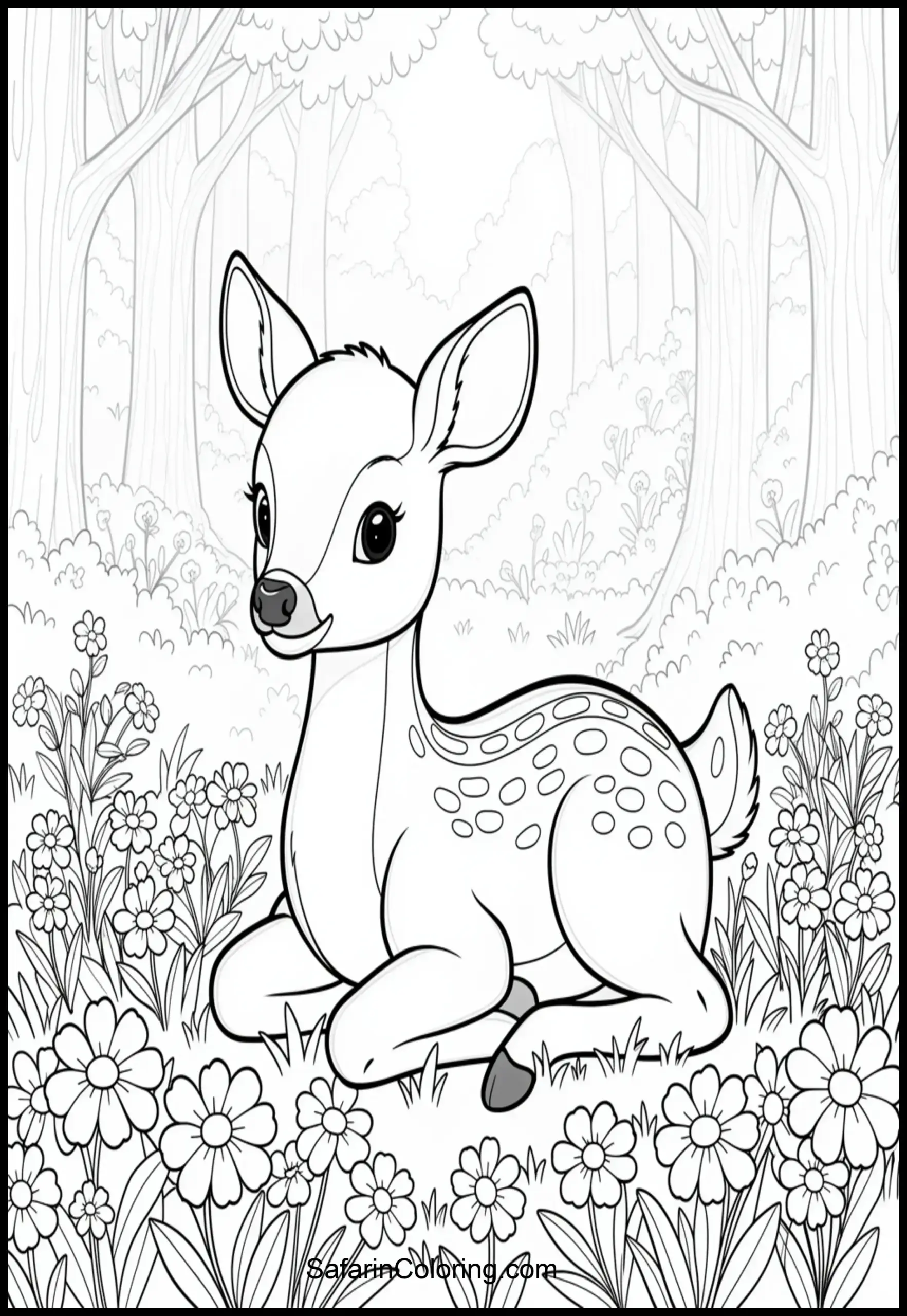 Baby Deer Fawn Flowers Scaled