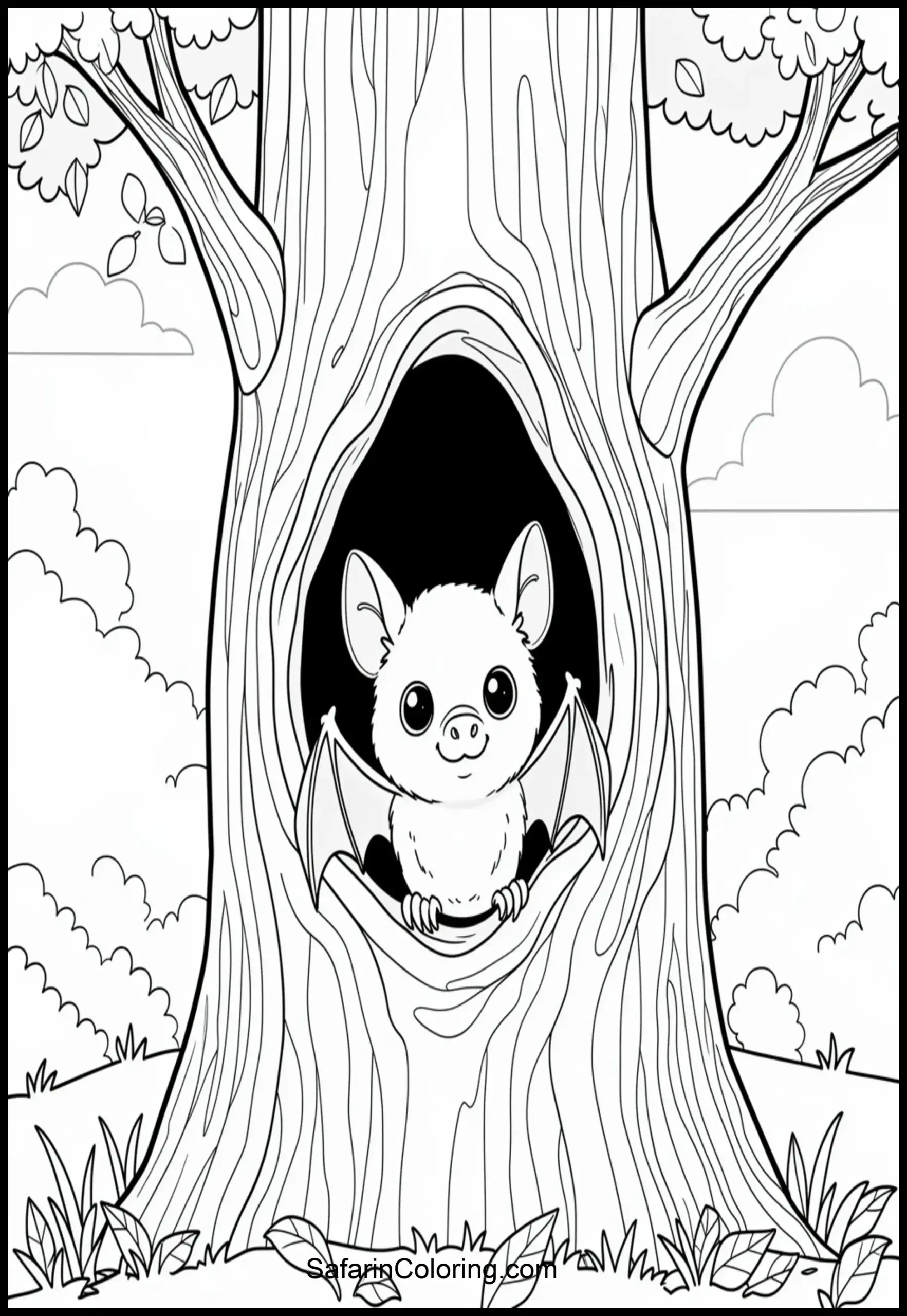 Bat Peeking Tree Scaled