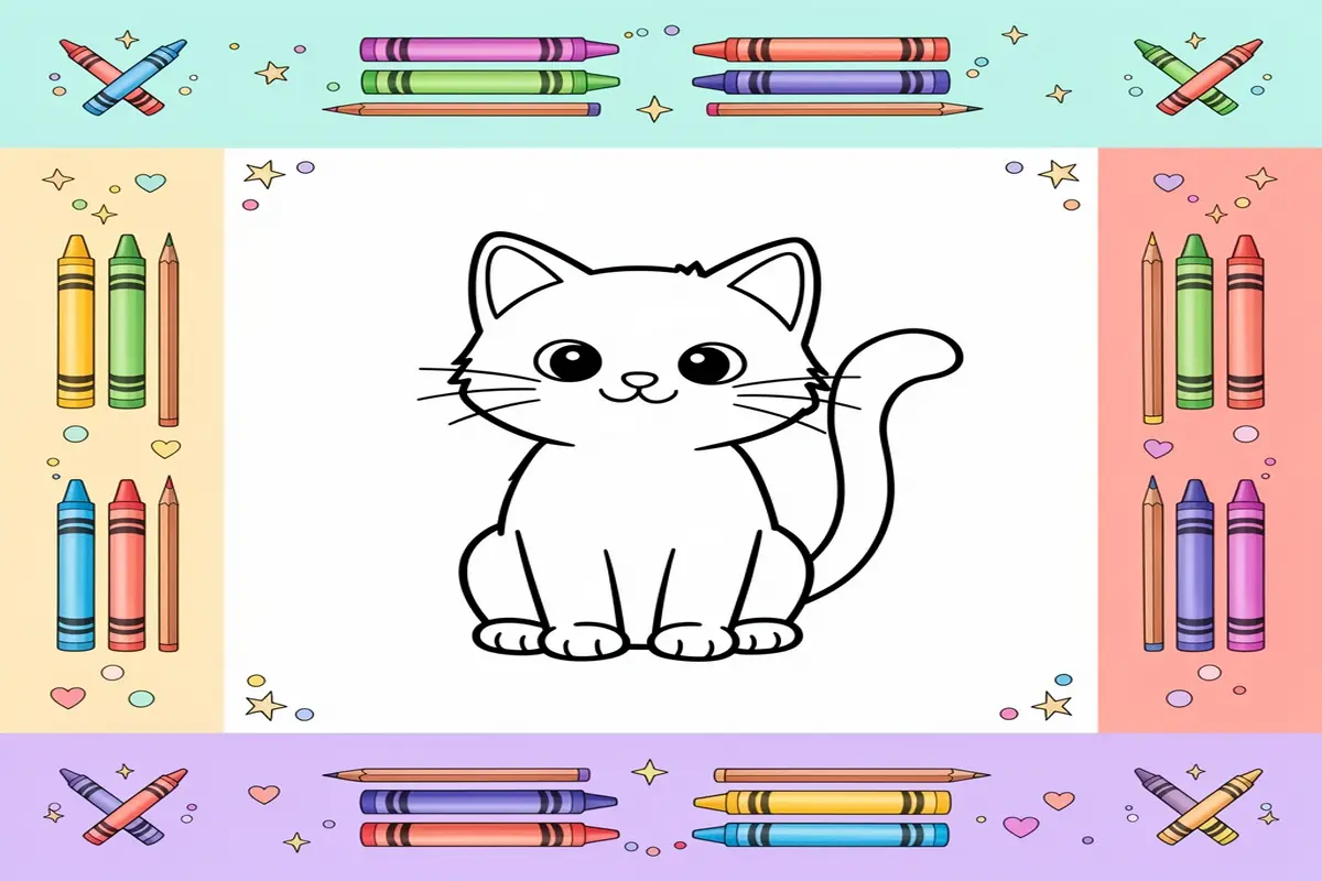 cat coloring pages for kids - Free Printable Coloring Page