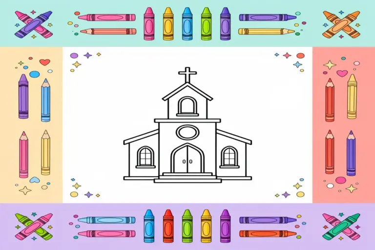 church coloring pages for kids - Free Printable Coloring Page