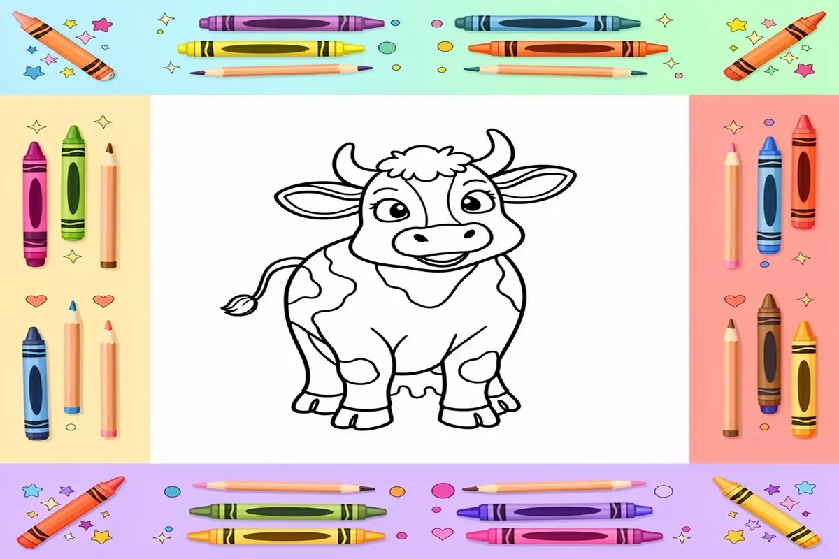 cow coloring pages for kids - Free Printable Coloring Page