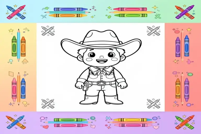 cowboy coloring pages for kids - Free Printable Coloring Page