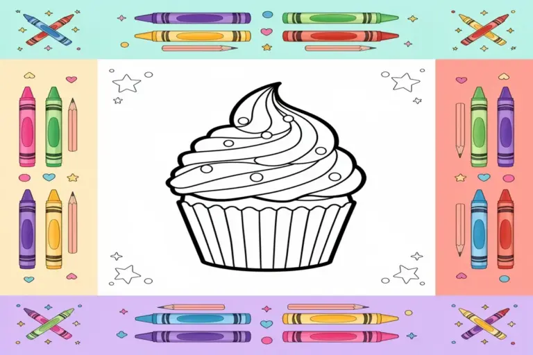 cupcake coloring pages for kids - Free Printable Coloring Page