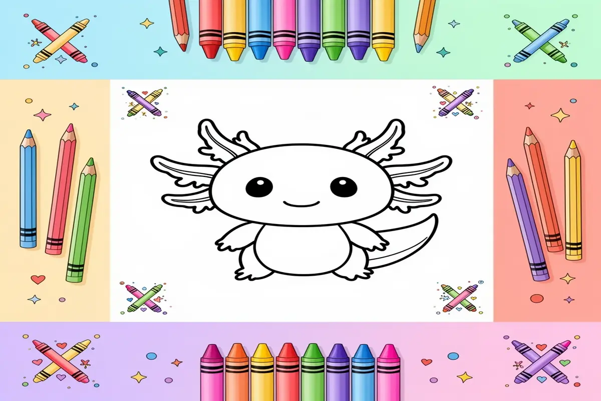 cute axolotl coloring pages for kids - Free Printable Coloring Page
