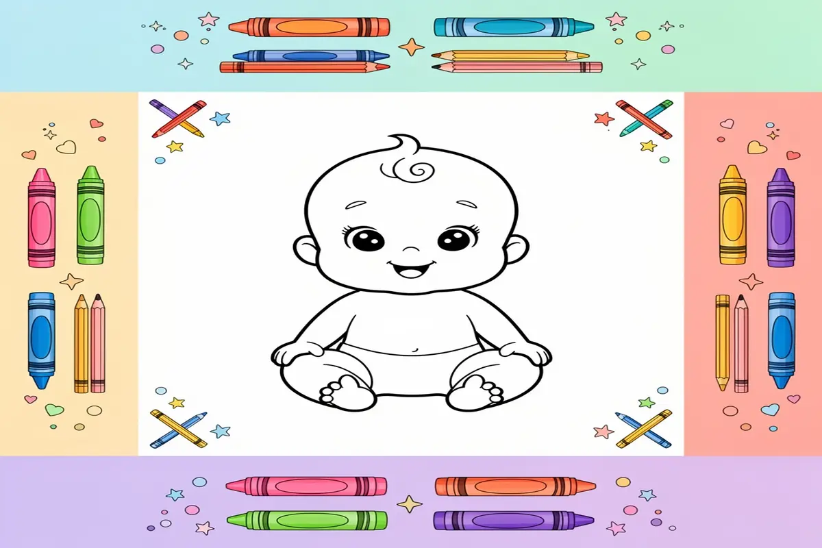cute baby coloring pages for kids - Free Printable Coloring Page