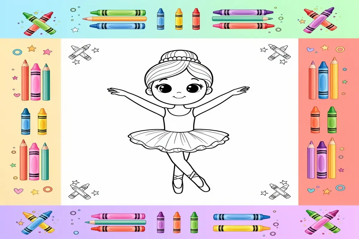 cute ballerina coloring pages for kids - Free Printable Coloring Page