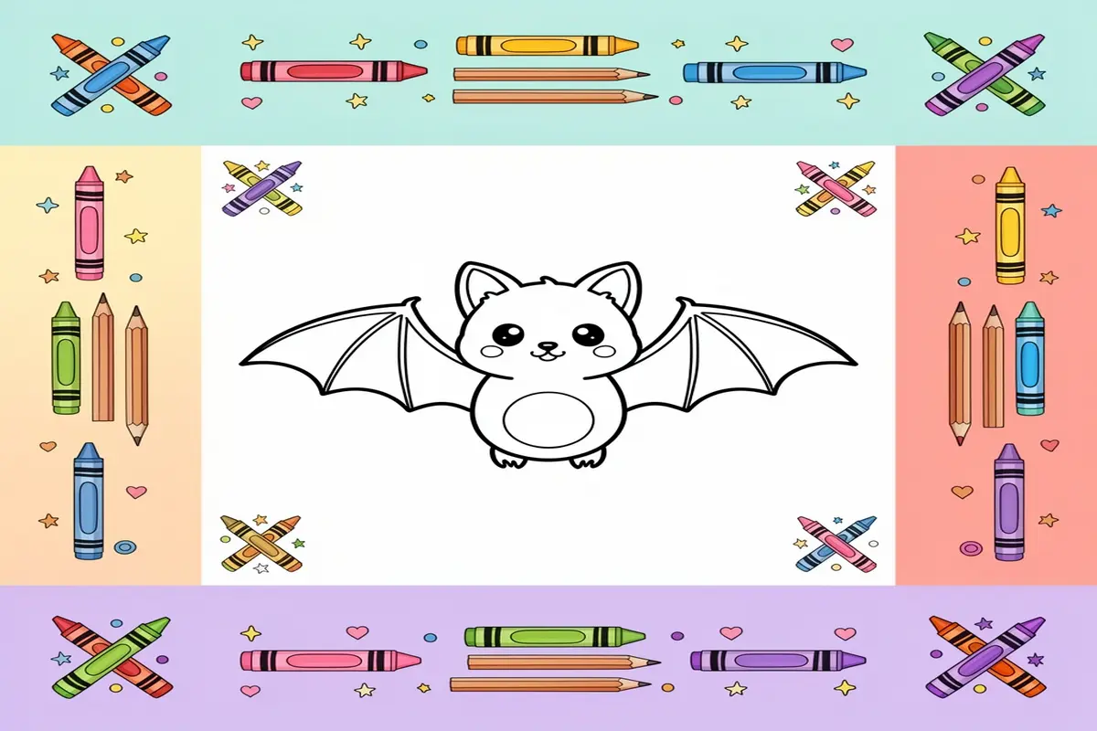 cute bat coloring pages for kids - Free Printable Coloring Page