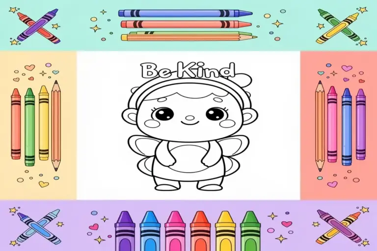 cute be kind coloring pages for kids - Free Printable Coloring Page