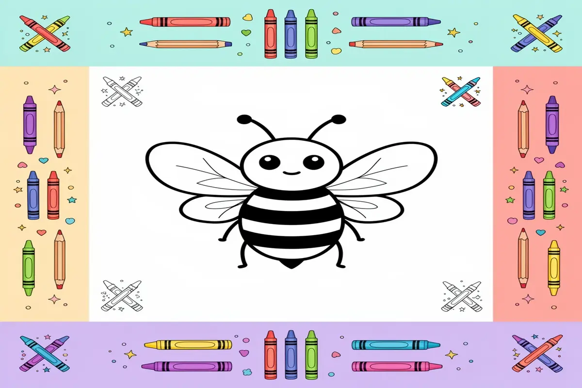 cute bee coloring pages for kids - Free Printable Coloring Page