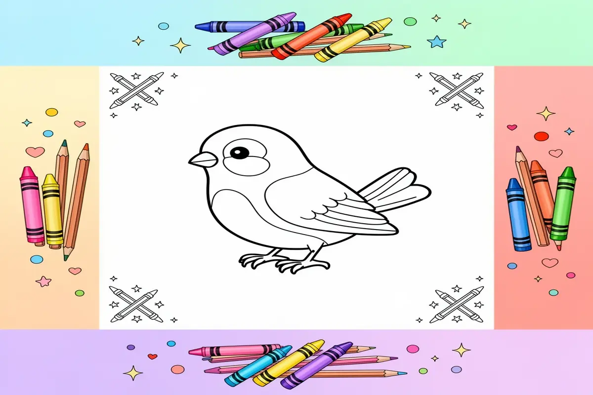 cute bird coloring pages for kids - Free Printable Coloring Page