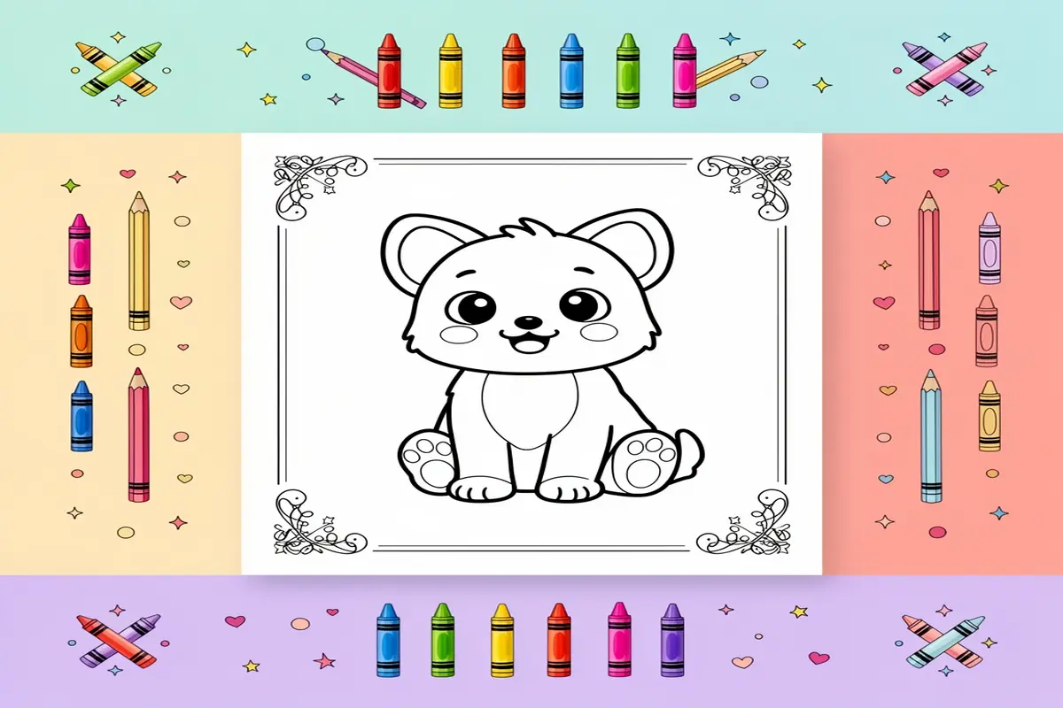 cute black and white coloring pages for kids - Free Printable Coloring Page