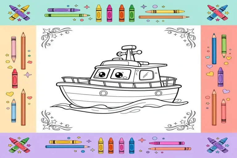 cute boat coloring pages for kids - Free Printable Coloring Page