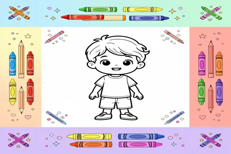 cute boy coloring pages for kids - Free Printable Coloring Page