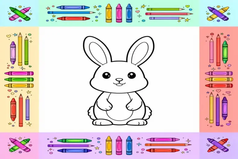 cute bunny coloring pages for kids - Free Printable Coloring Page