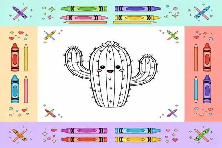 cute cactus coloring pages for kids - Free Printable Coloring Page