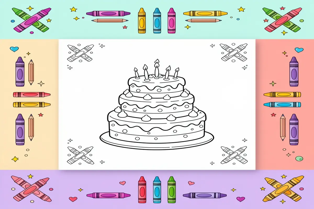 cute cake coloring pages for kids - Free Printable Coloring Page
