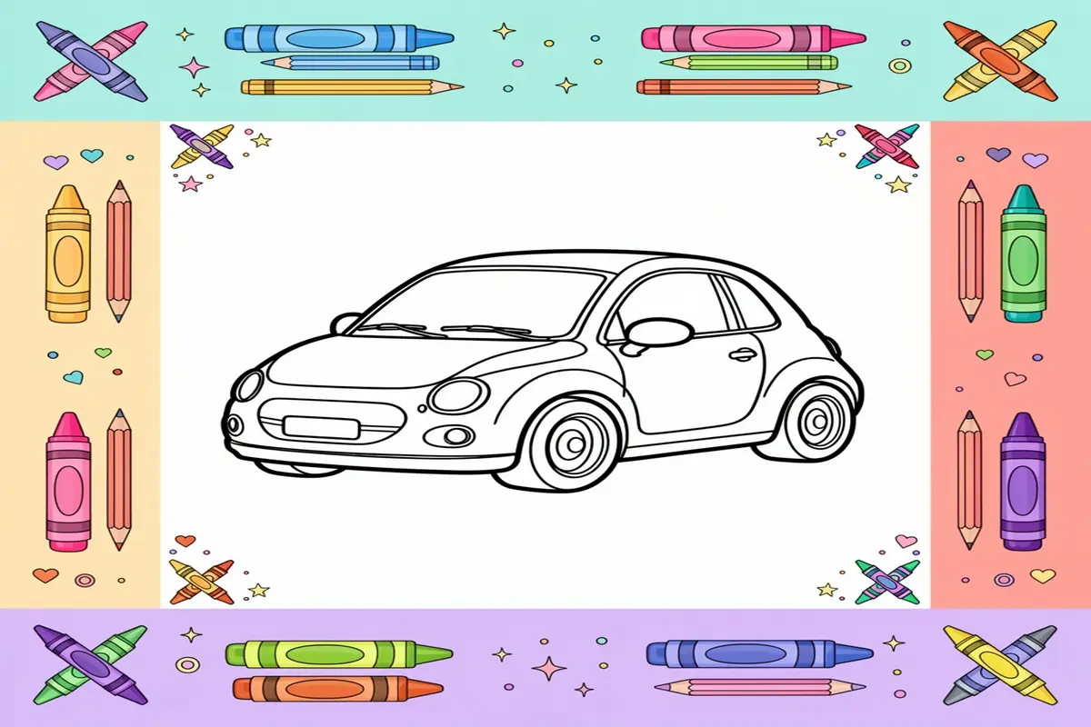 cute car coloring pages for kids - Free Printable Coloring Page