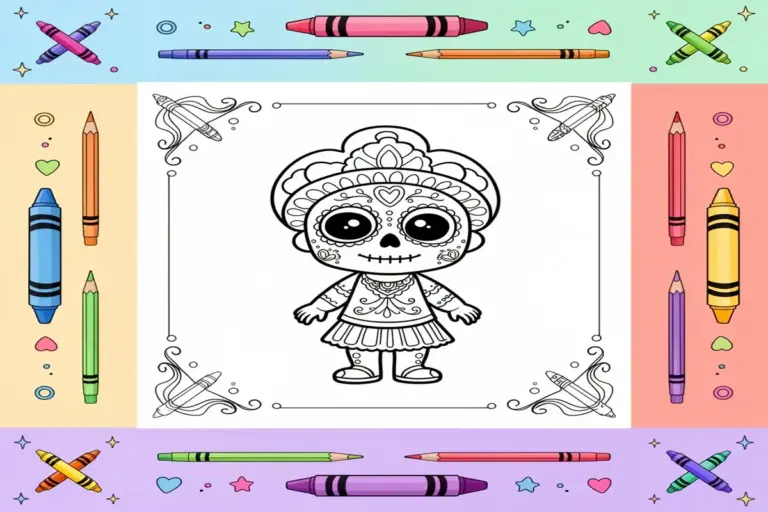 day of the dead coloring pages for kids - Free Printable Coloring Page