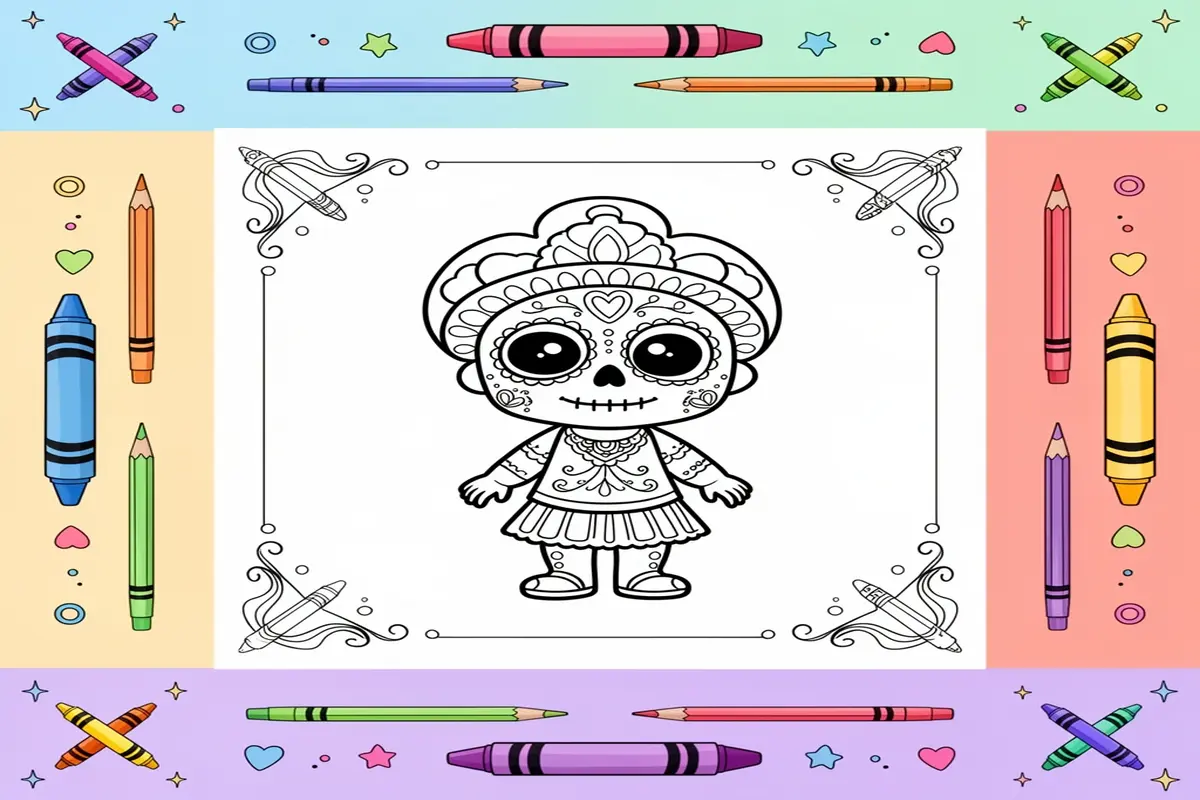 day of the dead coloring pages for kids - Free Printable Coloring Page