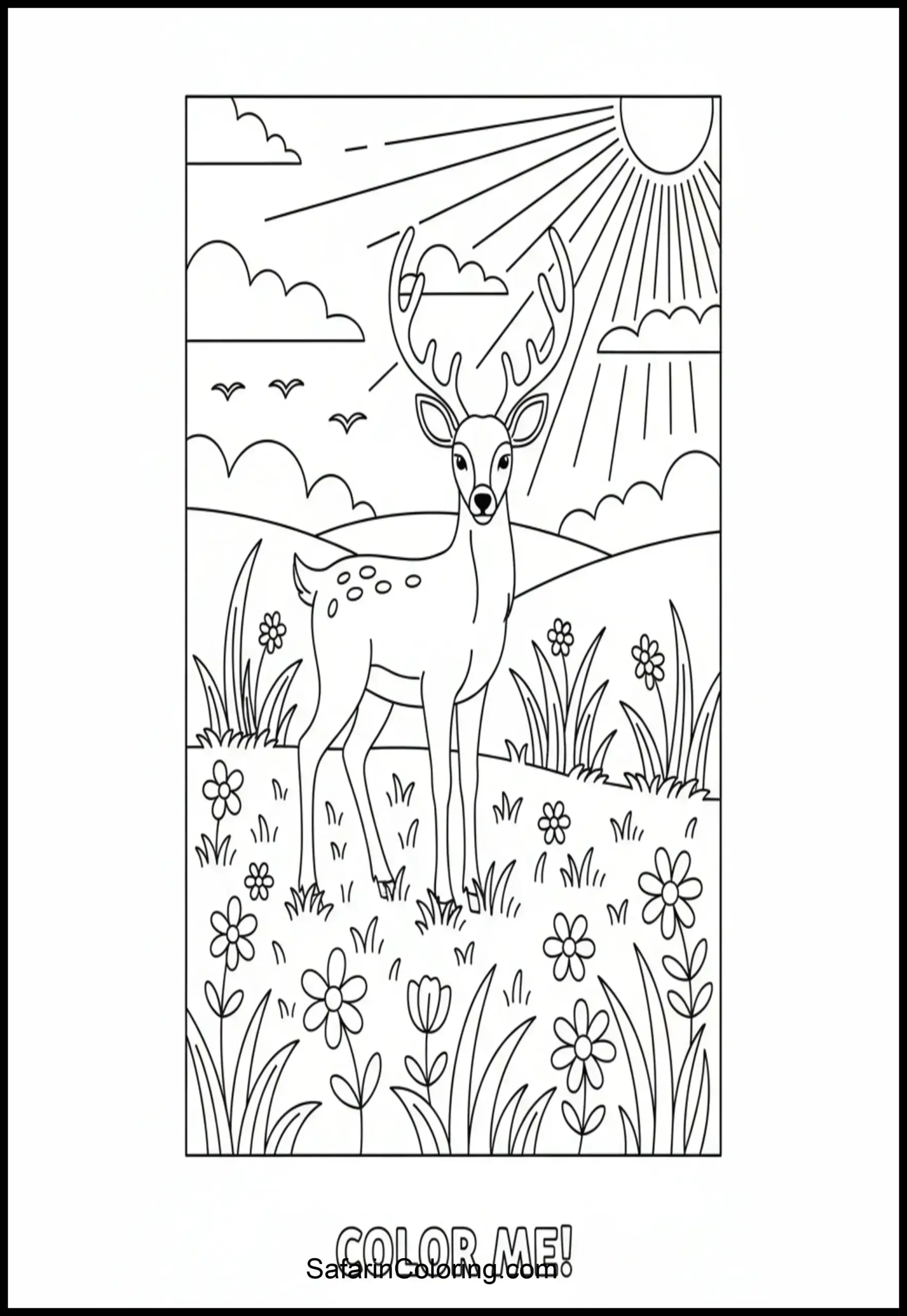 Deer Antlers Meadow Scaled