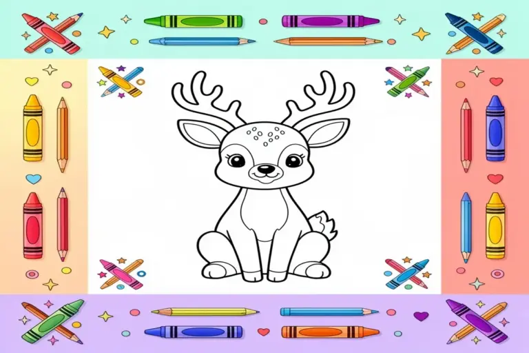 deer coloring pages for kids - Free Printable Coloring Page