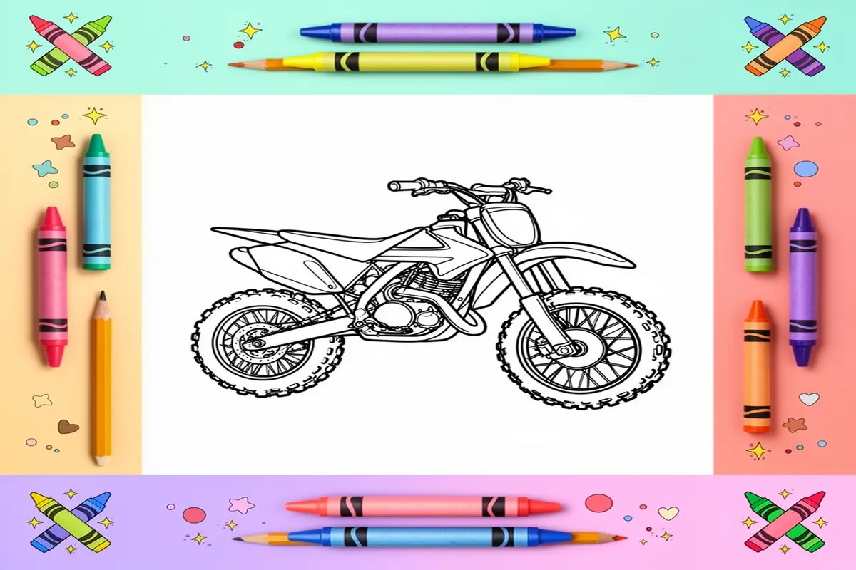 dirt bike coloring pages for kids - Free Printable Coloring Page