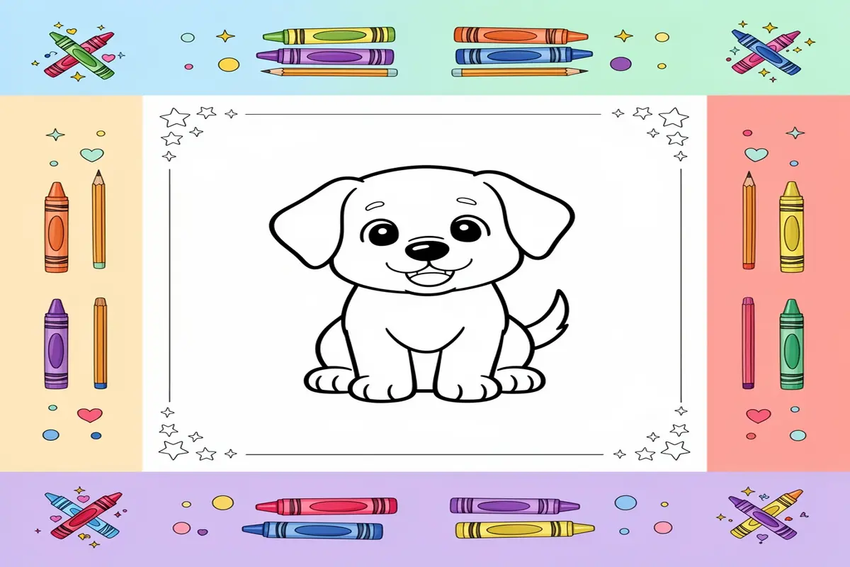 dog coloring pages for kids - Free Printable Coloring Page