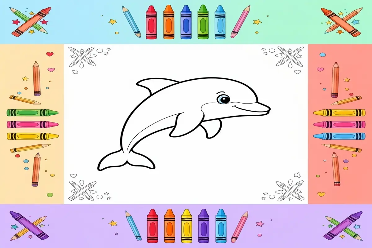 dolphin coloring pages for kids - Free Printable Coloring Page