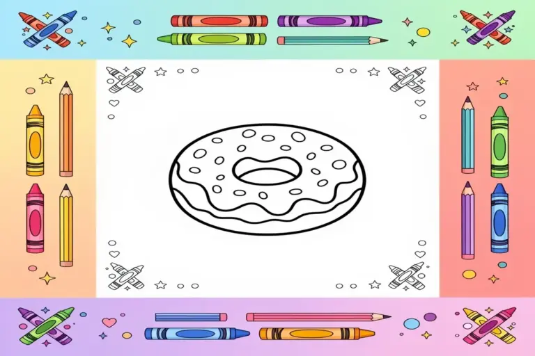 donut coloring pages for kids - Free Printable Coloring Page