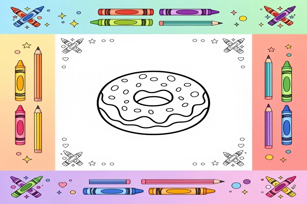 donut coloring pages for kids - Free Printable Coloring Page