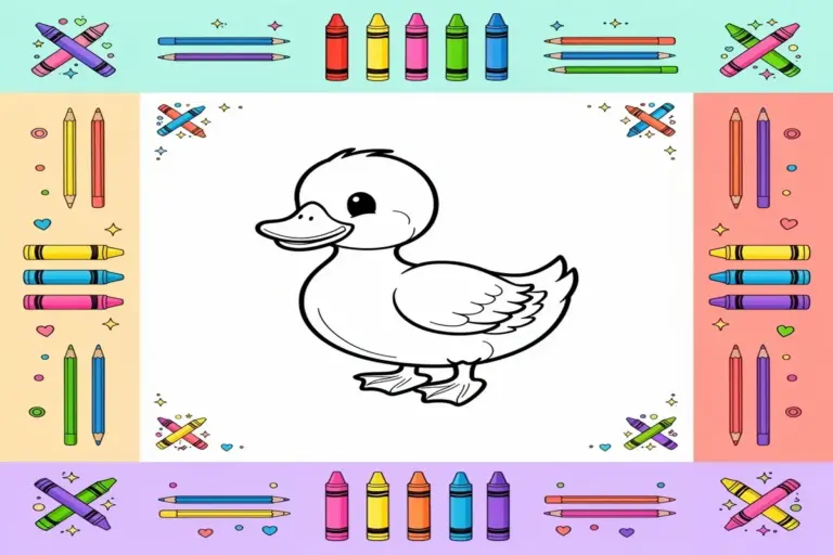 duck coloring pages for kids - Free Printable Coloring Page