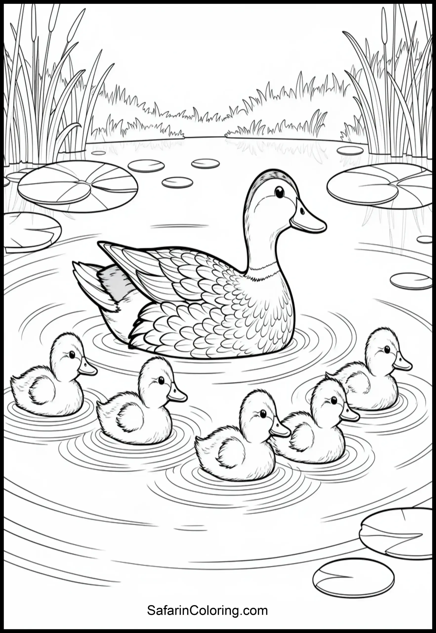 Ducklings Swimming Pond Scaled