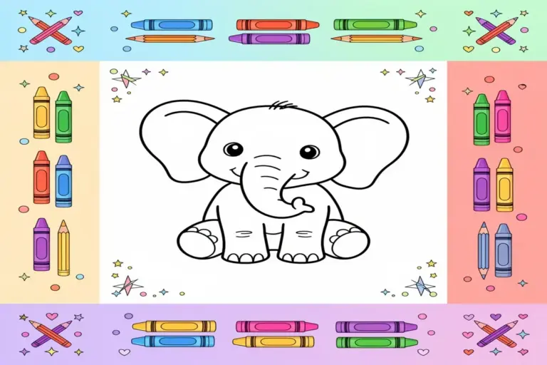 elephant coloring pages for kids - Free Printable Coloring Page