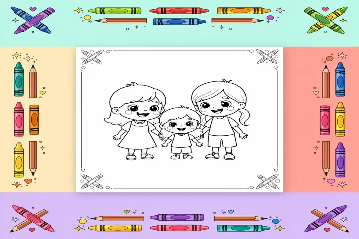 family coloring pages for kids - Free Printable Coloring Page