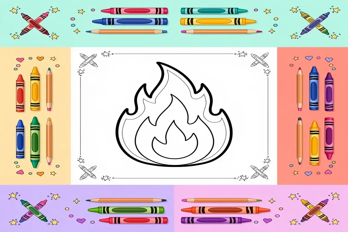 fire coloring pages for kids - Free Printable Coloring Page