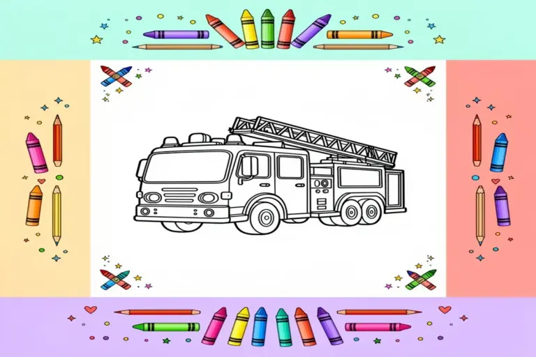 fire truck coloring pages for kids - Free Printable Coloring Page