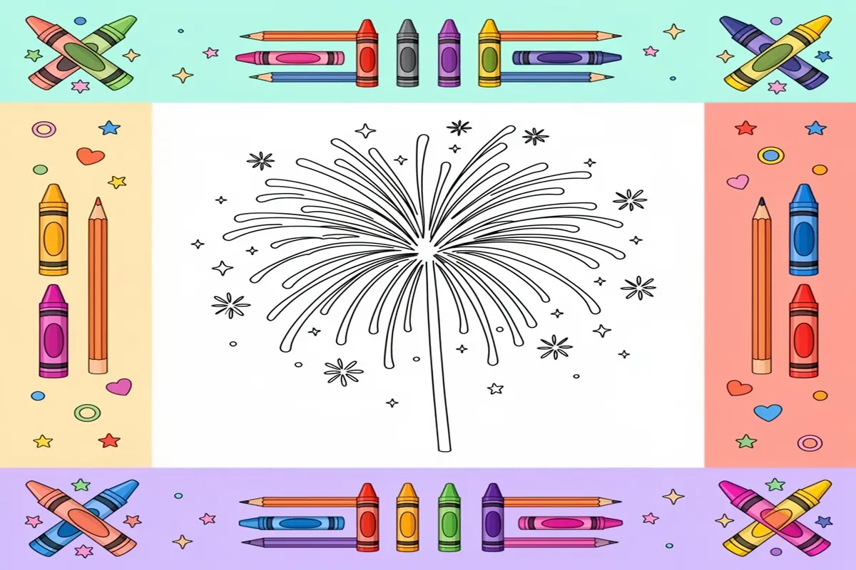 fireworks coloring pages for kids - Free Printable Coloring Page