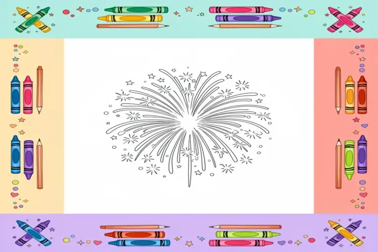 fireworks coloring pages for kids - Free Printable Coloring Page