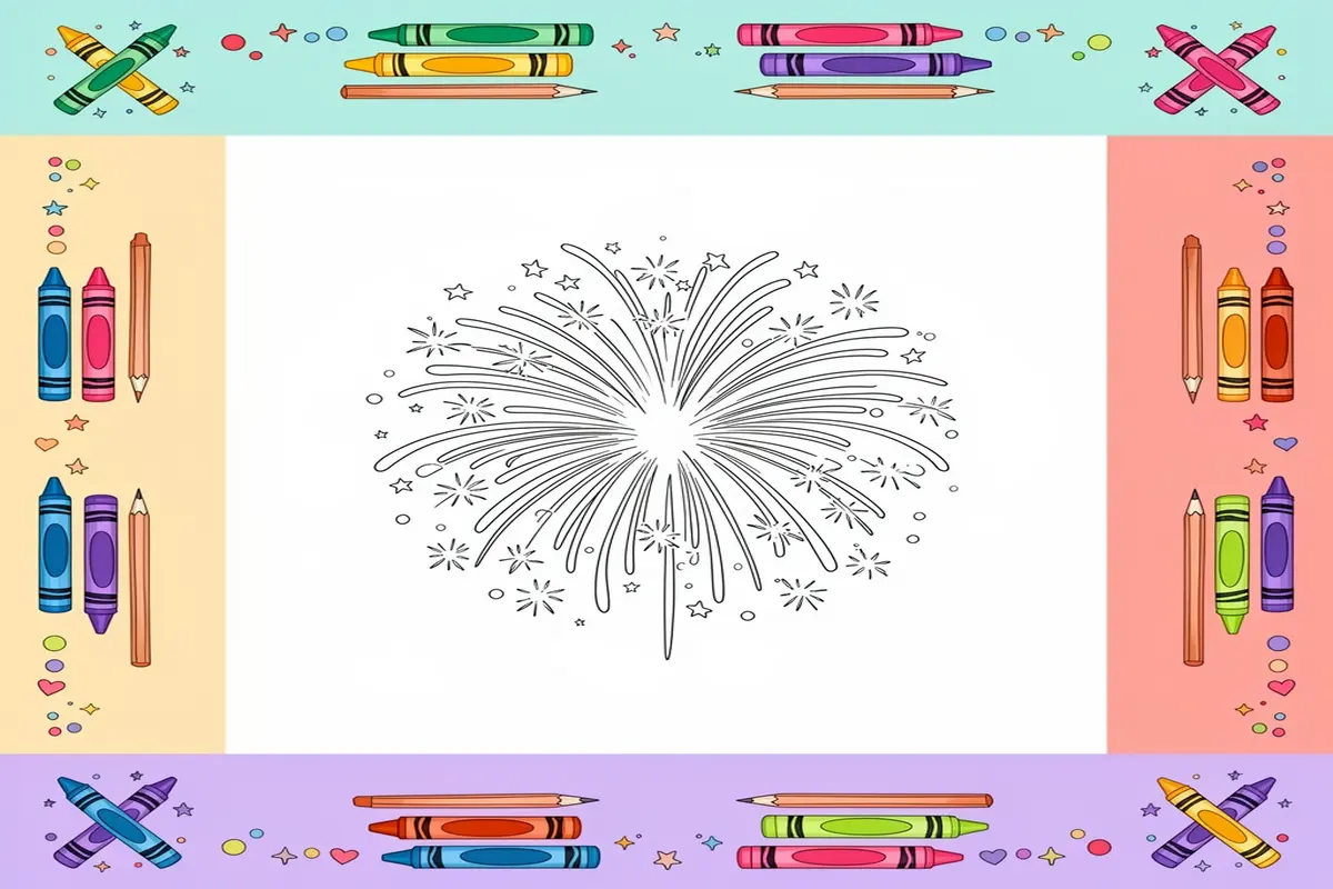 fireworks coloring pages for kids - Free Printable Coloring Page