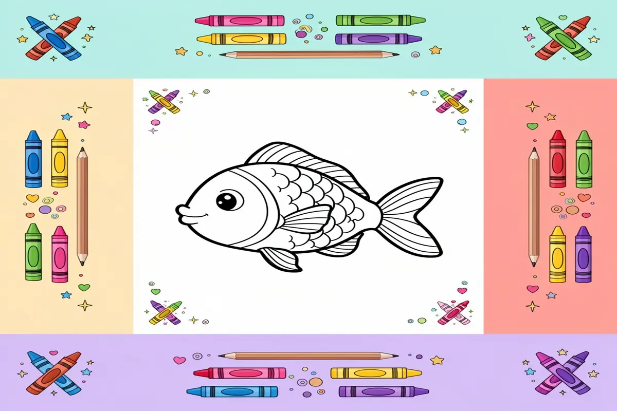 fish coloring pages for kids - Free Printable Coloring Page