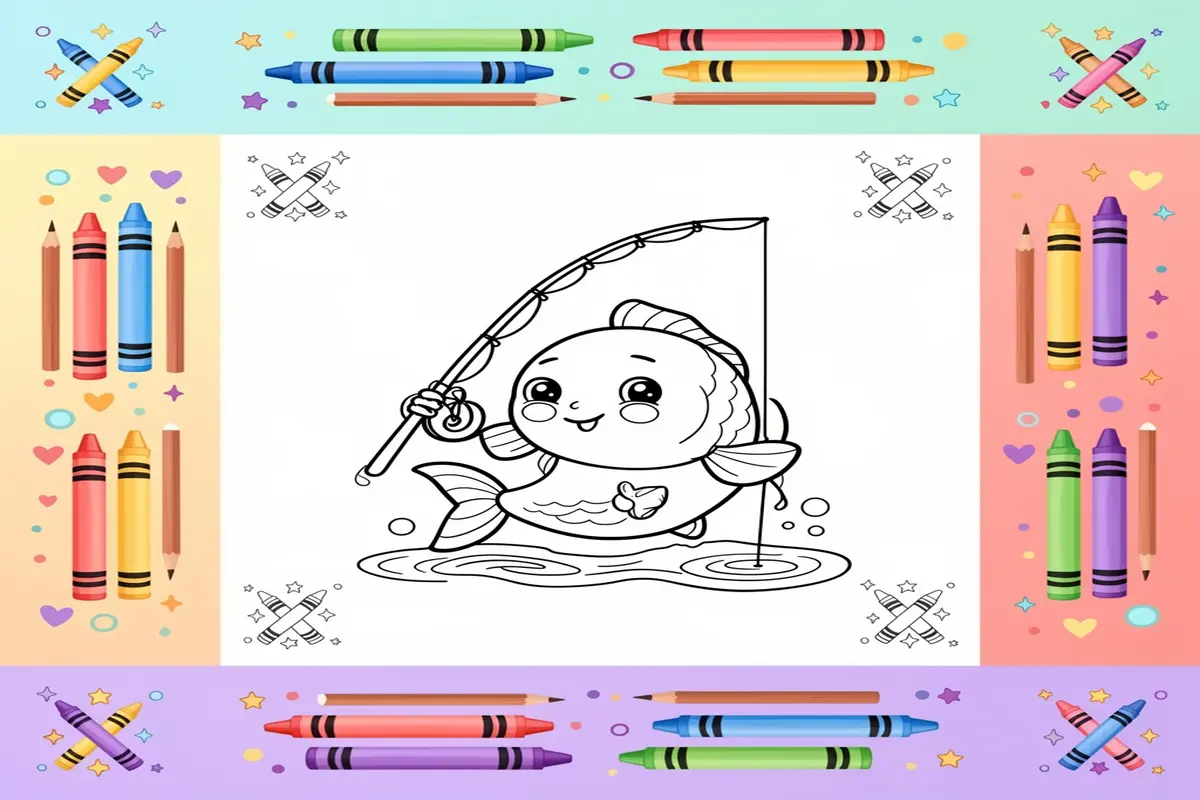 fishing coloring pages for kids - Free Printable Coloring Page