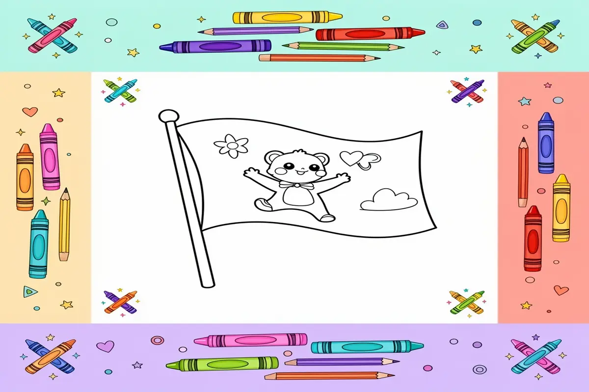 flag coloring pages for kids - Free Printable Coloring Page