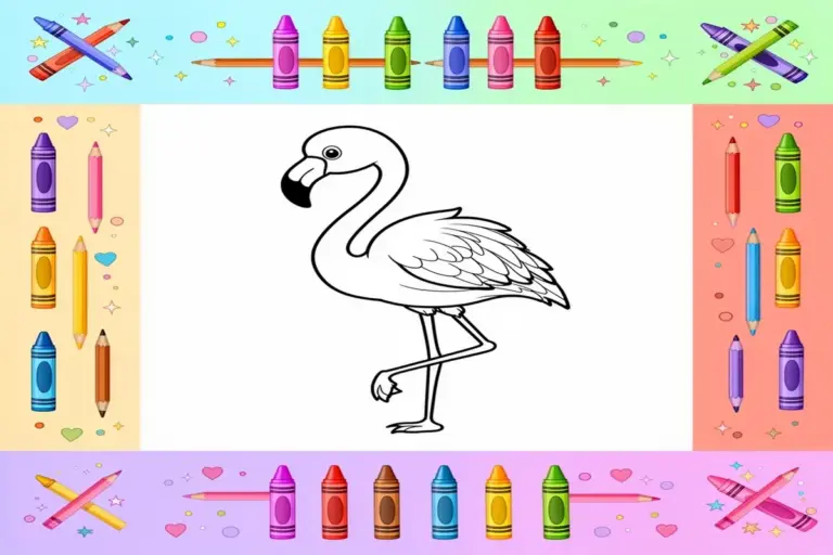 flamingo coloring pages for kids - Free Printable Coloring Page