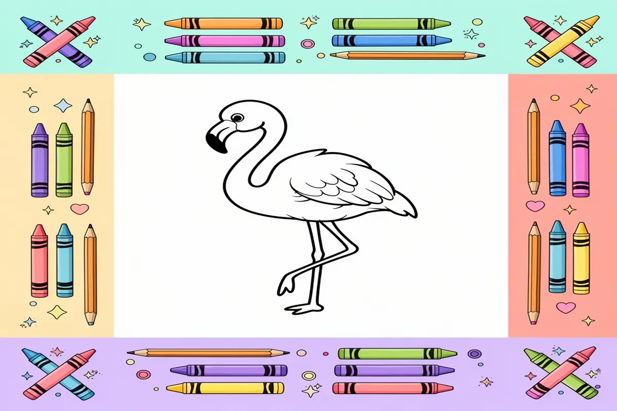 flamingo coloring pages for kids - Free Printable Coloring Page